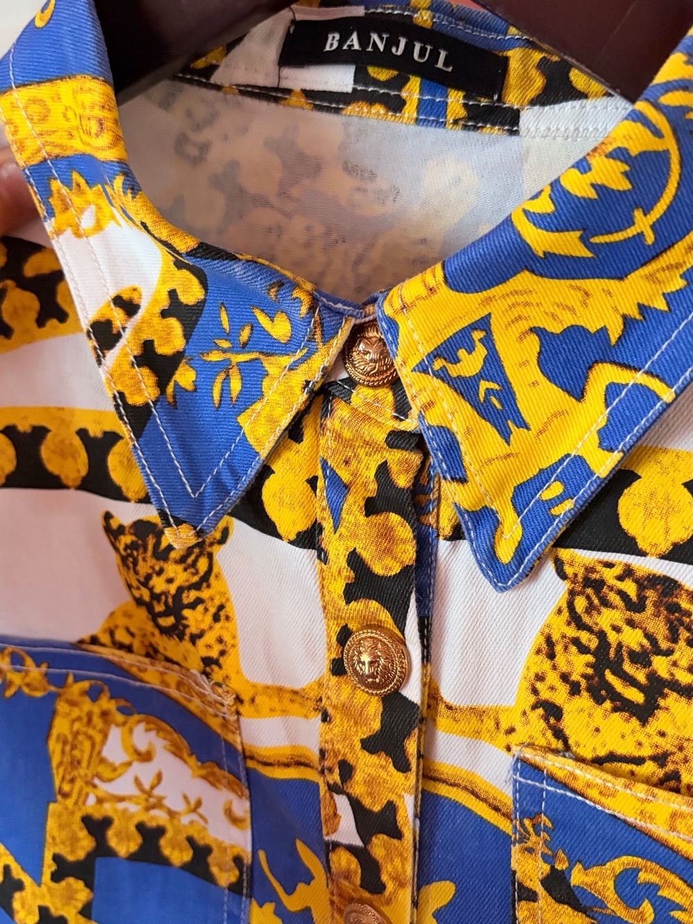 Banjul “Versace-like” Baroque Print Button-Down jacket and matching pants set